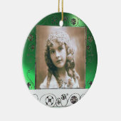 MAGIC SWIRLS FOTO TEMPLATE, Green Jade Keramisch Ornament (Rechts)