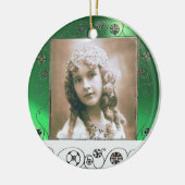 MAGIC SWIRLS FOTO TEMPLATE, Green Jade Keramisch Ornament (Links)
