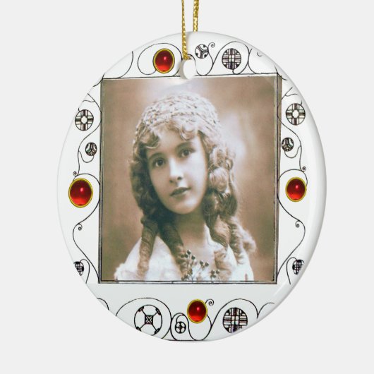 MAGIC SWIRLS FOTO TEMPLATE, Red Ruby Keramisch Ornament (Links)