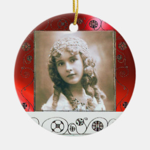 MAGIC SWIRLS FOTO TEMPLATE, Red Ruby Keramisch Ornament