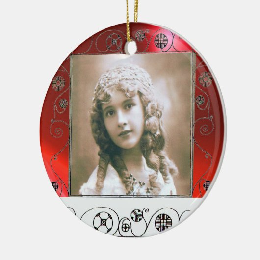 MAGIC SWIRLS FOTO TEMPLATE, Red Ruby Keramisch Ornament (Links)