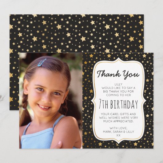 Magic thema foto verjaardag dank u kaart (Voorkant / Achterkant)