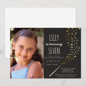 Magic thema foto verjaardag feestuitnodiging kaart (Voorkant / Achterkant)