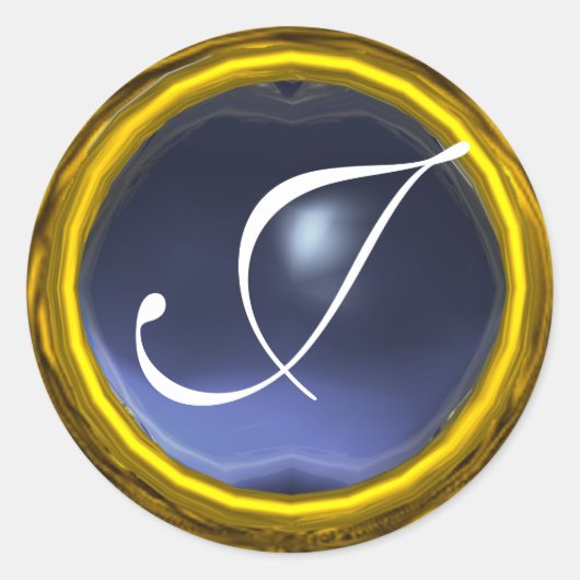 MAGIC TOPAZ MONOGRAM helder, geel blauw Ronde Sticker (Voorkant)