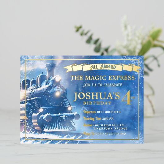 Magic Train Verjaardag uitnodiging (Staand Voorkant)