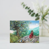 MAGIC TREE / Dawn in Green Wood and Lady in Red Briefkaart (Staand voorkant)