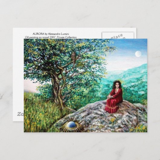MAGIC TREE / Dawn in Green Wood and Lady in Red Briefkaart (Voorkant / Achterkant)