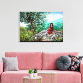 MAGIC TREE / Dawn in Green Wood and Lady in Red Canvas Afdruk (Insitu (Woonkamer))