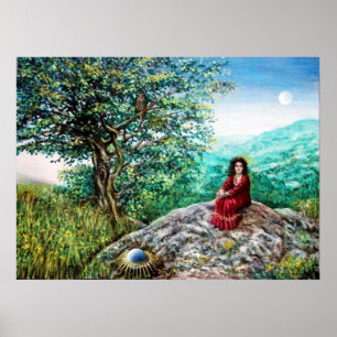 MAGIC TREE / Dawn in Green Wood and Lady in Red Poster
