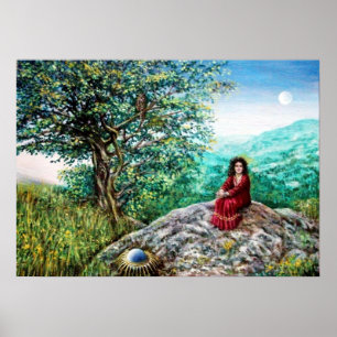 MAGIC TREE / Dawn in Green Wood and Lady in Red Poster