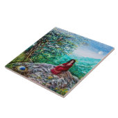 MAGIC TREE / Dawn in Green Wood and Lady in Red Tegeltje (Zijkant)