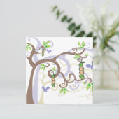 Magic Trees Twins Girl Boy Peas in Baby shower met Kaart (Staand voorkant)