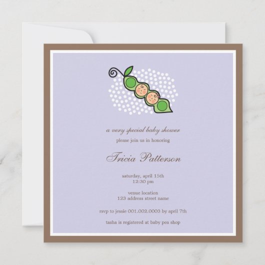 Magic Trees Twins Girl Boy Peas in Baby shower met Kaart (Achterkant)