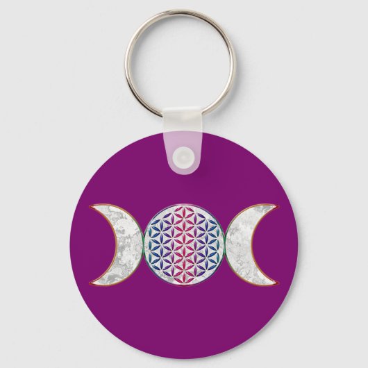 Magic Triple Moon - Spirit Flower of Life 2 Button Sleutelhanger (Voorkant)