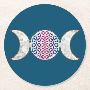 Magic Triple Moon - Spirit Flower of Life 2 Ronde Kartonnen Onderzetter