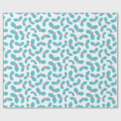 Magic Turquoise & Roze Mistletoe Wit Naadloos Cadeaupapier (Vlak)