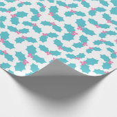 Magic Turquoise & Roze Mistletoe Wit Naadloos Cadeaupapier (Hoek)