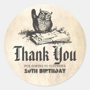 Magic Uil Verjaardag Dank u Ronde Sticker