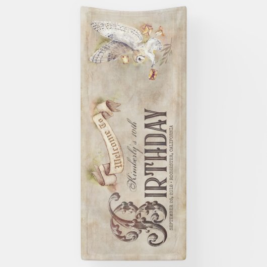 Magic Uil Verjaardagsfeestje Welkom Spandoek (Verticaal)