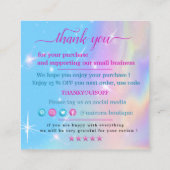 Magic unicorn bedankt vierkante visitekaartje (Achterkant)