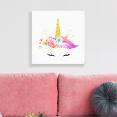 Magic Unicorn, Cute Unicorn, Girl Nursery, Pink Canvas Afdruk (Insitu (Woonkamer))