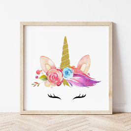 Magic Unicorn, Cute Unicorn, Girl Nursery, Pink Poster