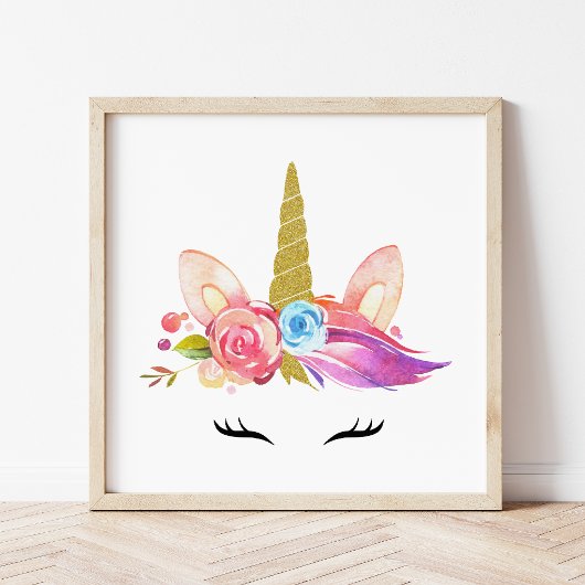 Magic Unicorn, Cute Unicorn, Girl Nursery, Pink Poster