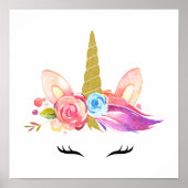 Magic Unicorn, Cute Unicorn, Girl Nursery, Pink Poster (Voorkant)