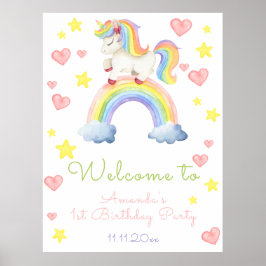Magic Unicorn eerste verjaardag welkom Poster