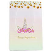 Magic Unicorn Flowers & Gold Confetti Medium Cadeauzakje (Voorkant)