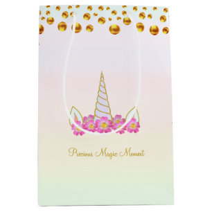 Magic Unicorn Flowers & Gold Confetti Medium Cadeauzakje
