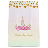 Magic Unicorn Flowers & Gold Confetti Medium Cadeauzakje (Achterkant)