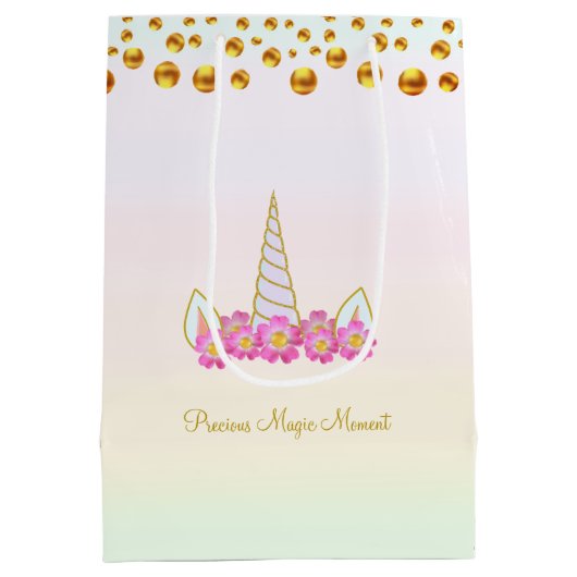 Magic Unicorn Flowers & Gold Confetti Medium Cadeauzakje (Achterkant)