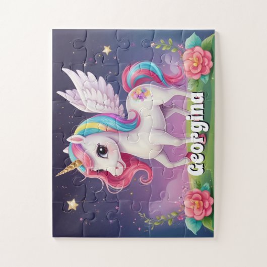 Magic Unicorn gepersonaliseerd Legpuzzel (Verticaal)