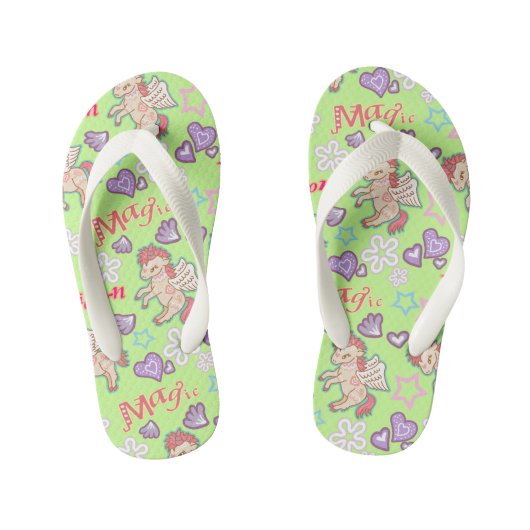 Magic Unicorn Green. Teenslippers kind (Voetbed)