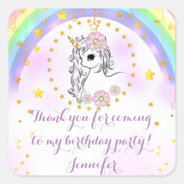 Magic Unicorn Rainbow Gold Star Favor Stickers