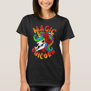 Magic Unicorn Rock'n'roll Skull Rozen Rainbow T-shirt