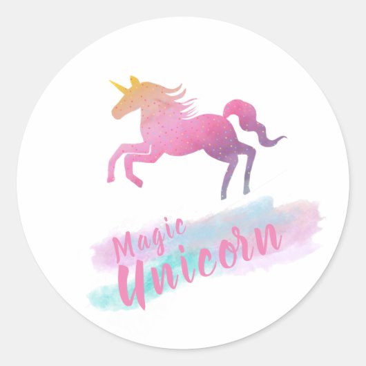 Magic Unicorn Ronde Sticker (Voorkant)