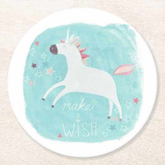Magic Unicorn Squad - Maak een wens Ronde Kartonnen Onderzetter (Voorkant)