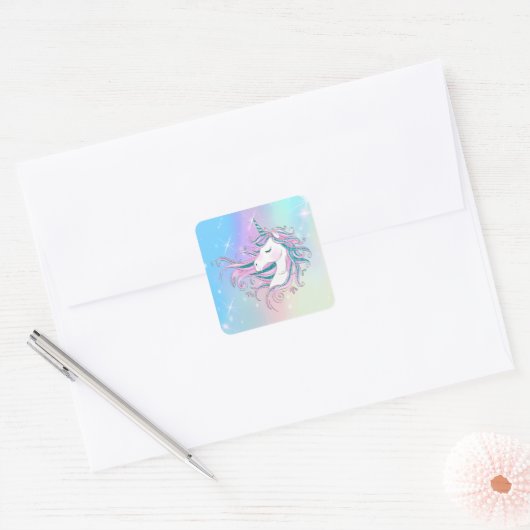 Magic Unicorn Vierkante Sticker (Envelop)