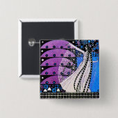 MAGIC VAN DE SPRING helder blauw zwart paars Vierkante Button 5,1 Cm (Voorkant /achterkant)