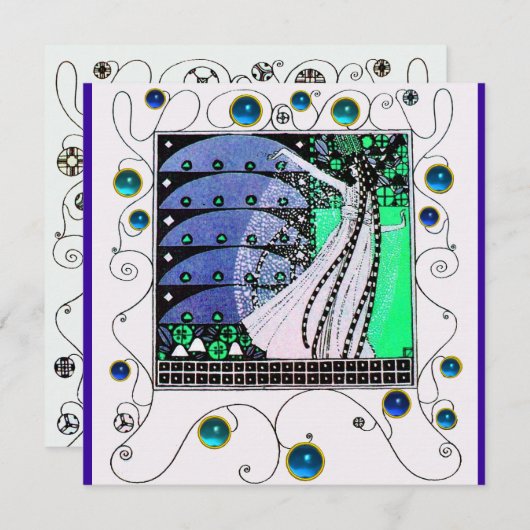 MAGIC VAN DE SPRING, helder, blauwgroen zwart, bla Kaart (Voorkant / Achterkant)