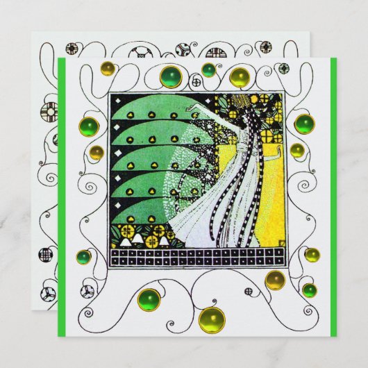 MAGIC VAN DE SPRING helder groen wit geel Kaart (Voorkant / Achterkant)