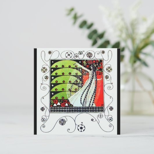 MAGIC VAN DE SPRING, helder rood zwart groen Kaart (Staand voorkant)