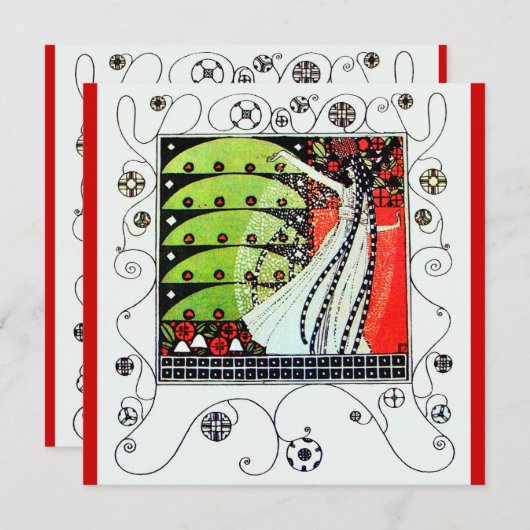 MAGIC VAN DE SPRING, helder rood zwart groen Kaart (Voorkant / Achterkant)