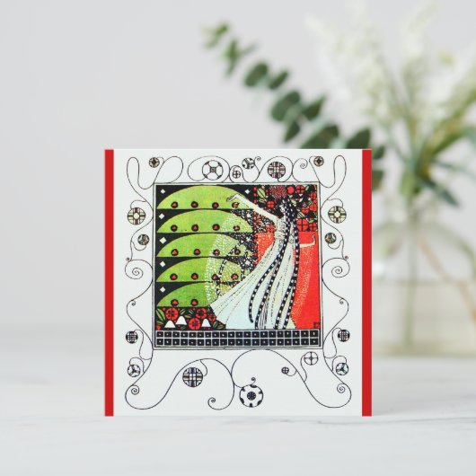 MAGIC VAN DE SPRING, helder rood zwart groen Kaart (Staand voorkant)