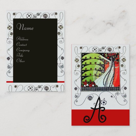 MAGIC VAN DE SPRING helder rood zwart groen Visitekaartje (Voorkant / Achterkant)