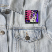 MAGIC VAN DE SPRING helder rood zwart paars blauw Vierkante Button 5,1 Cm (In situ)