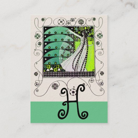 MAGIC VAN DE SPRING helder zwart-wit groen Visitekaartje (Achterkant)