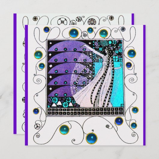 MAGIC VAN DE SPRING, heldere paarse zwarte aqua bl Kaart (Voorkant / Achterkant)